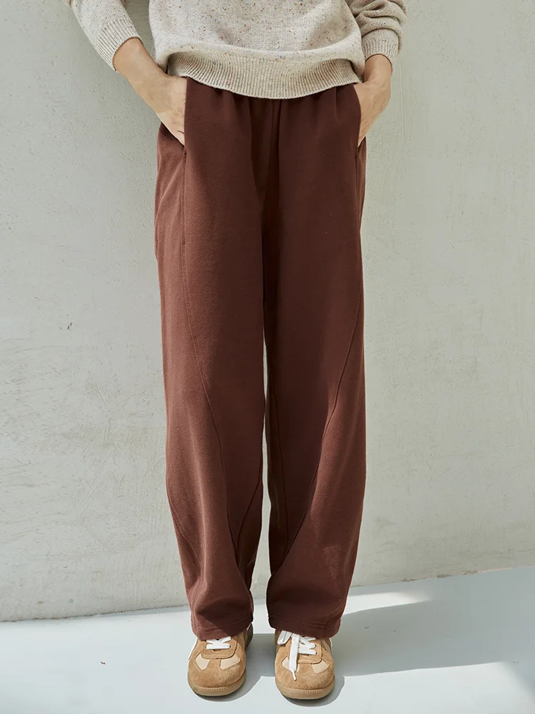 

Pure Cotton Women's Casual Sweatpants Y56 Red Tile House 320g Heavy Autumn Winter New Sle Comfortable Straight Leg Trousers