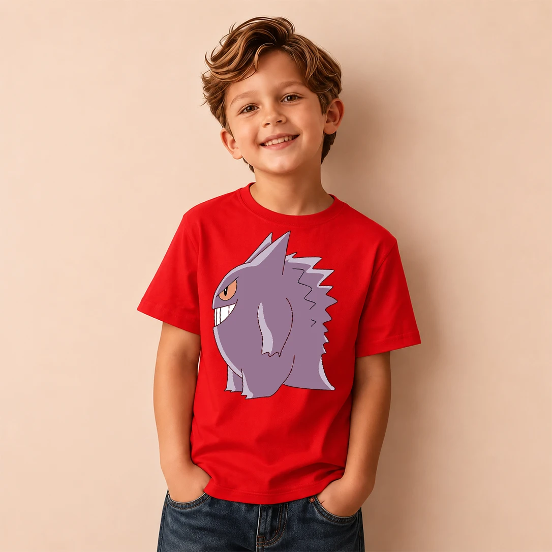 Kids T-shirt Pokemon Gengar Print Short Sleeve Tee Boys Girls Casual Tops Birthday Gift