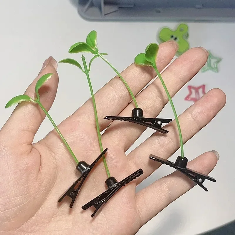 2025 New Simple Korean Green Sprout Grass Hair Clip Plant Bean Hair Cute Hairpin for Women Girls  Hair Plant Accessories Gifts