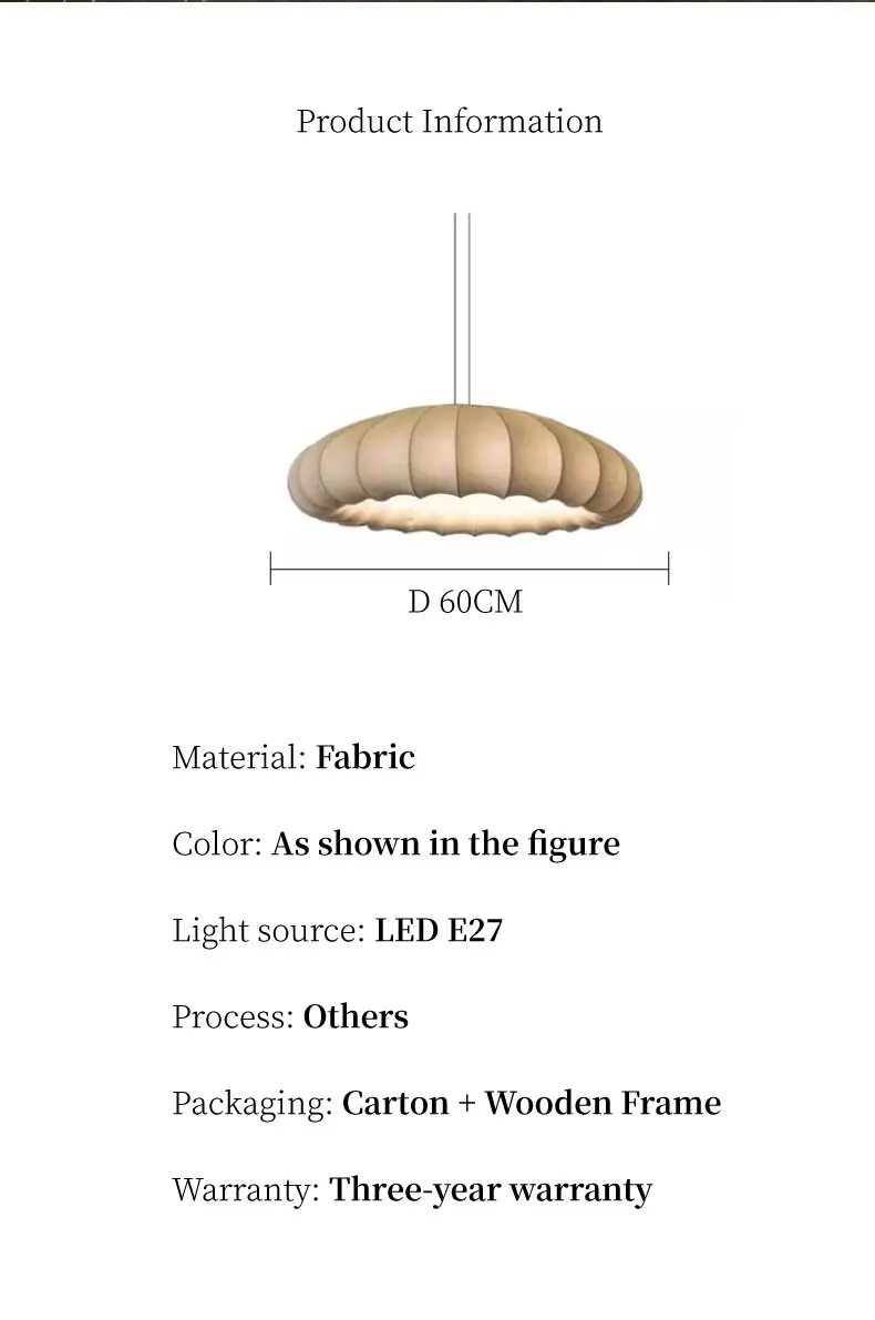 Nordic Bar LED Pendant Light Fabric E27