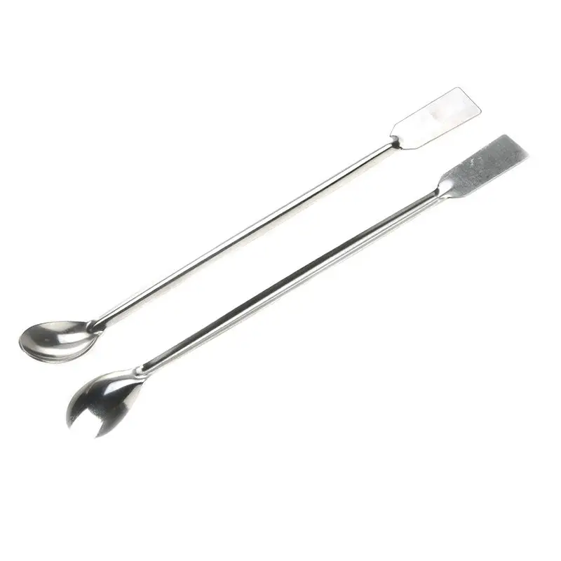 20cm Long Double Ended Reagent Stainless Steel Chemistry Laboratory Sampling Spoon Spatula Tool