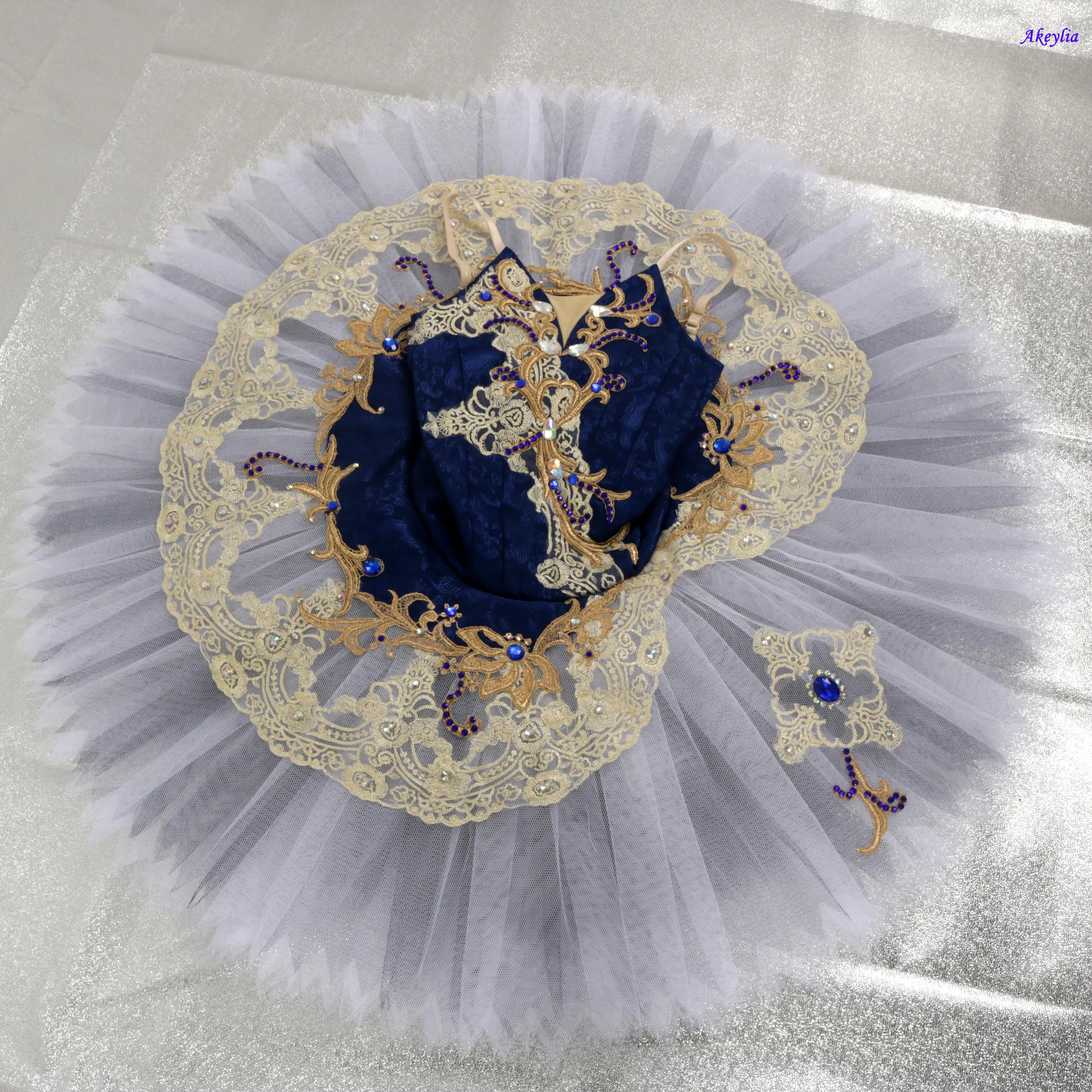 Non-elastic jacquard fabric professional tutu girl competition nutcracker performance ballet stage costumes tutu pancake JN0093