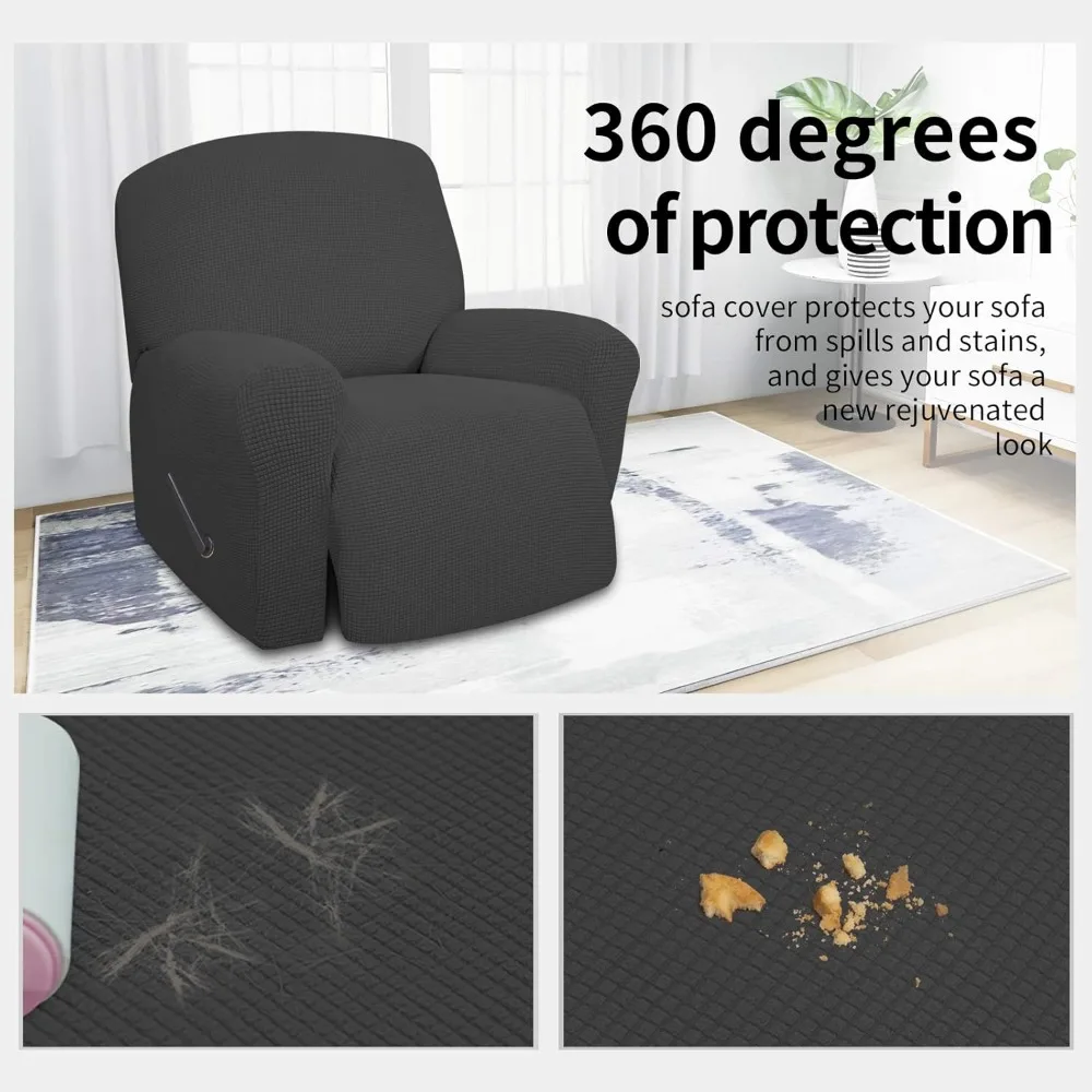 Oversized Recliner Sofa Cover Stretchy Elastic Bottom Poly Furniture Protector Soft Couch Cover for Easy-Going Living