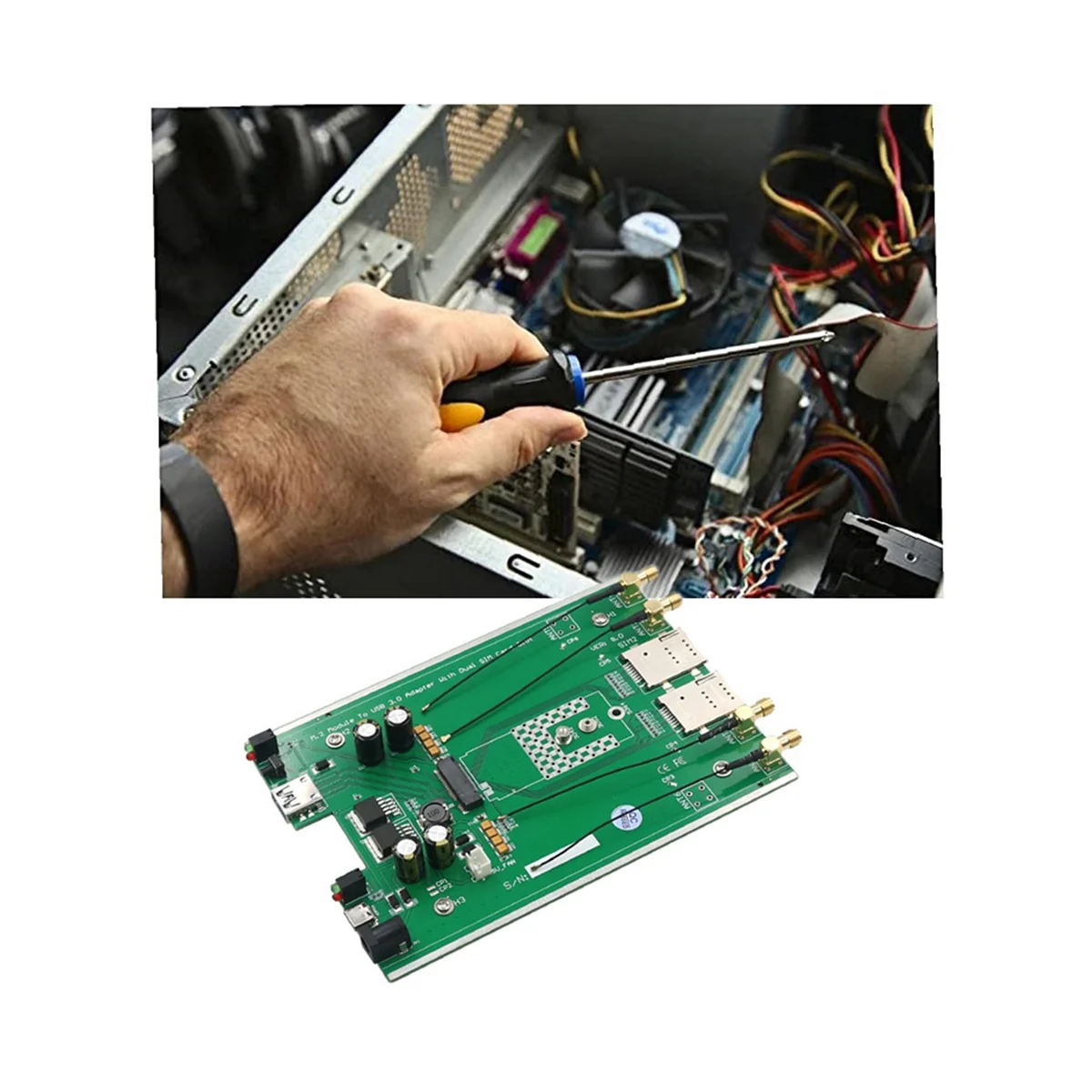 Adaptateur M.2(NGFF) 3G/4G/5G vers USB 3.0, avec double fente et antenne 4x graphite G/5G pour Thom500Q GM800 SIM8200 5G