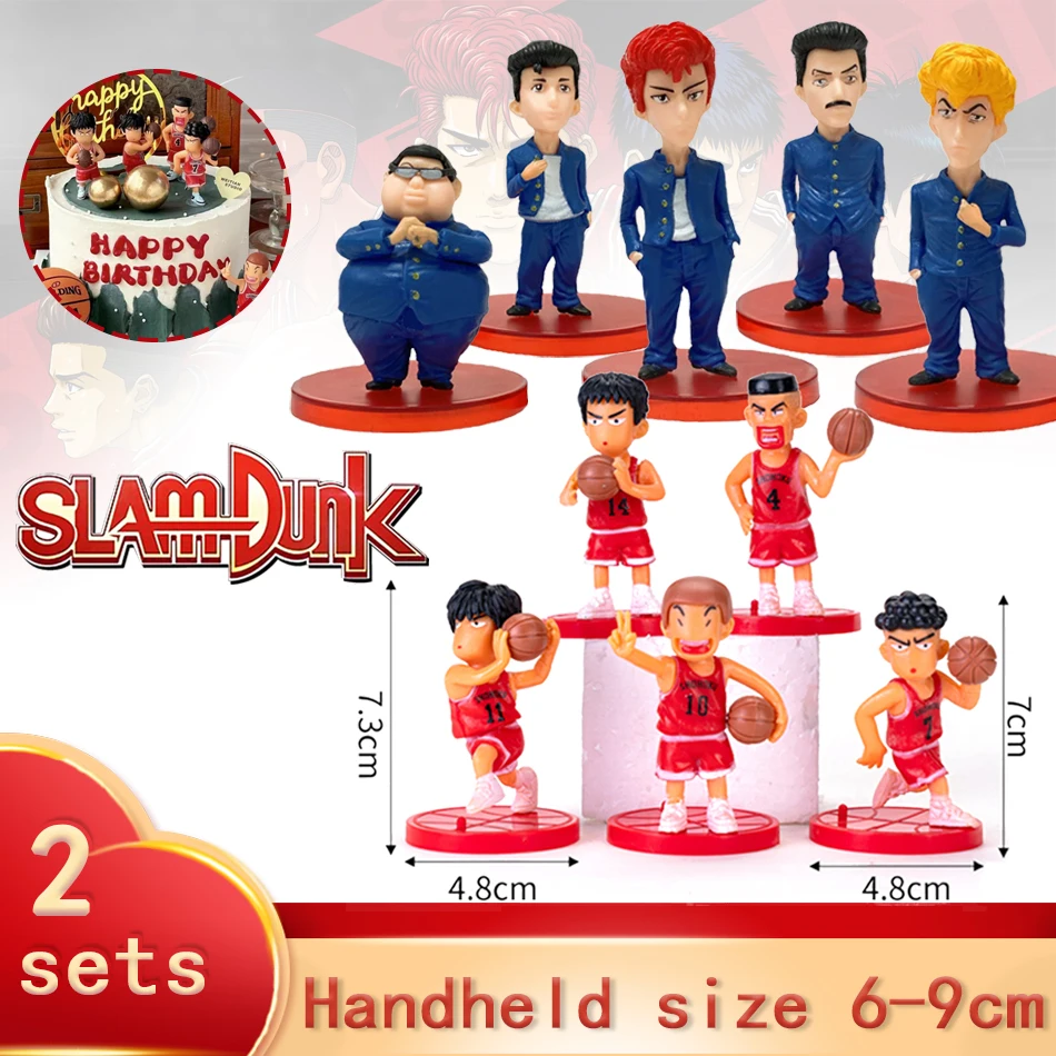 أنيمي Hanamichi Sakuragi Rukawa Kaede Miyagi Ryota Mitsui Hisashi Akagi Takenori PVC figuras de juguete 5 unids/set