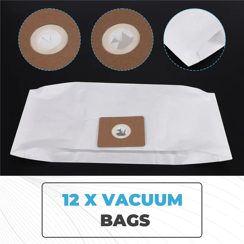

B01C-12 упаковок вакуумных пакетов для вакуумных пакетов Shop-Vac 9066800, 2–2,5 галлонов, тип B и QAM70, одноразовые пакеты для фильтровальной бумаги премиум-класса
