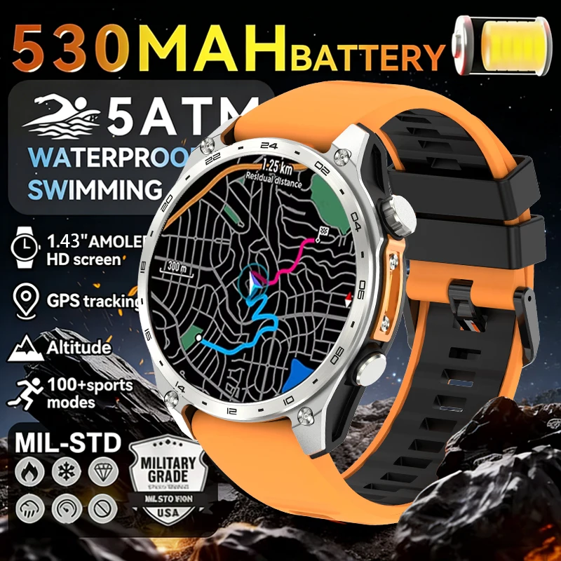 

Смарт-часы HD300 Pro для мужчин с AMOLED-экраном, GPS-трекингом, офлайн-картами, памятью 4 ГБ, фонариком, для активного отдыха, с барометром, альтиметром и компасом