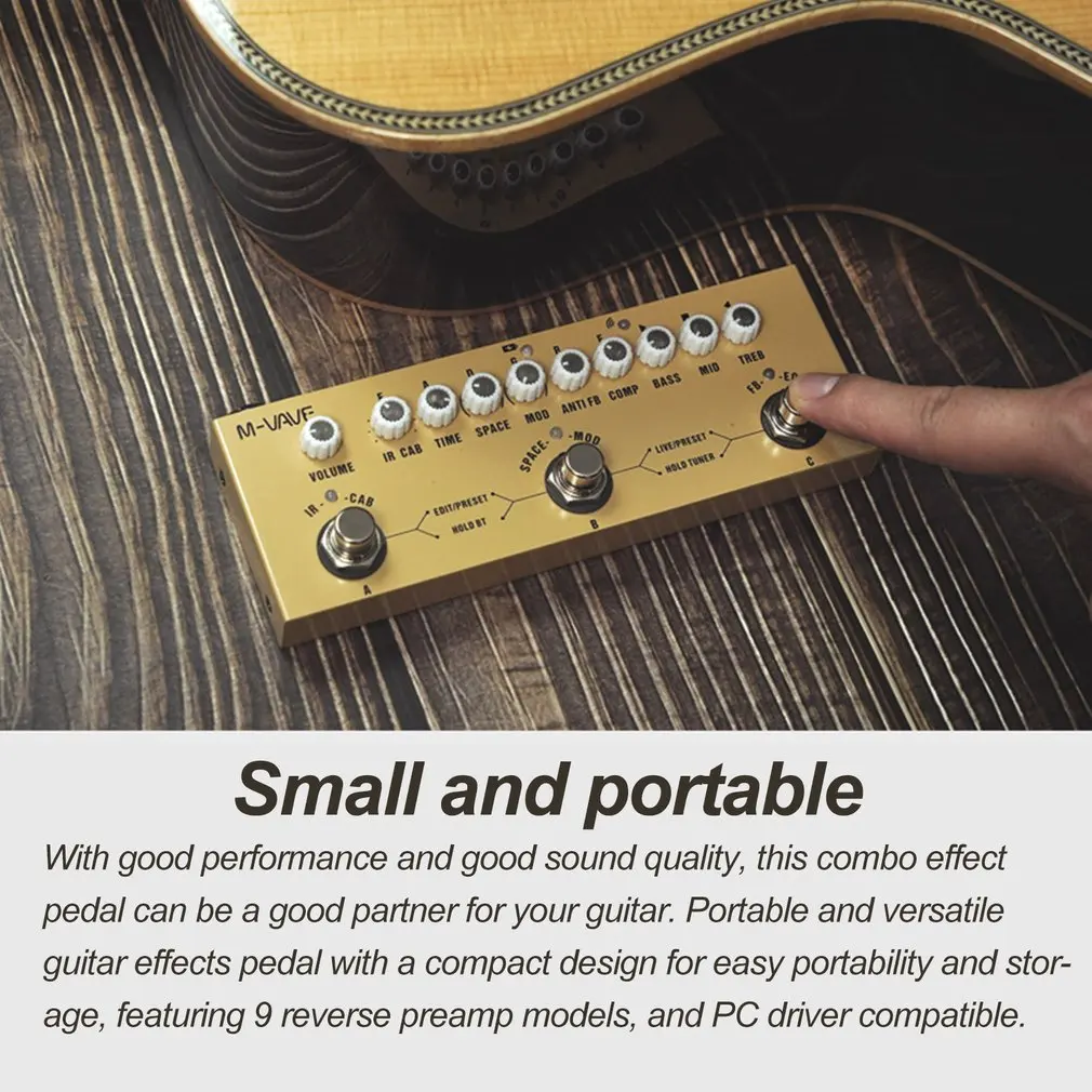 M-vaves pedał gitary Cube akumulator Multi efekty opóźnienie chór Reverb efekt gitara basowa gitary akustyczne pedały Dropshipping Hot