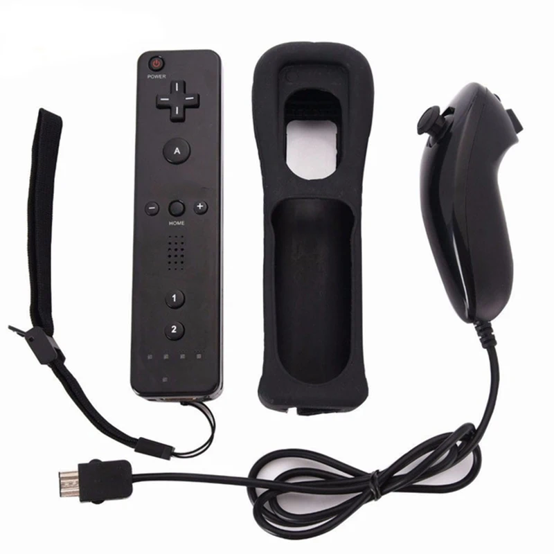 2-in-1 Wireless Remote Controller With Silicone Case for Nintendo Wii Game Console Built-in Motion Sensor and Communicates