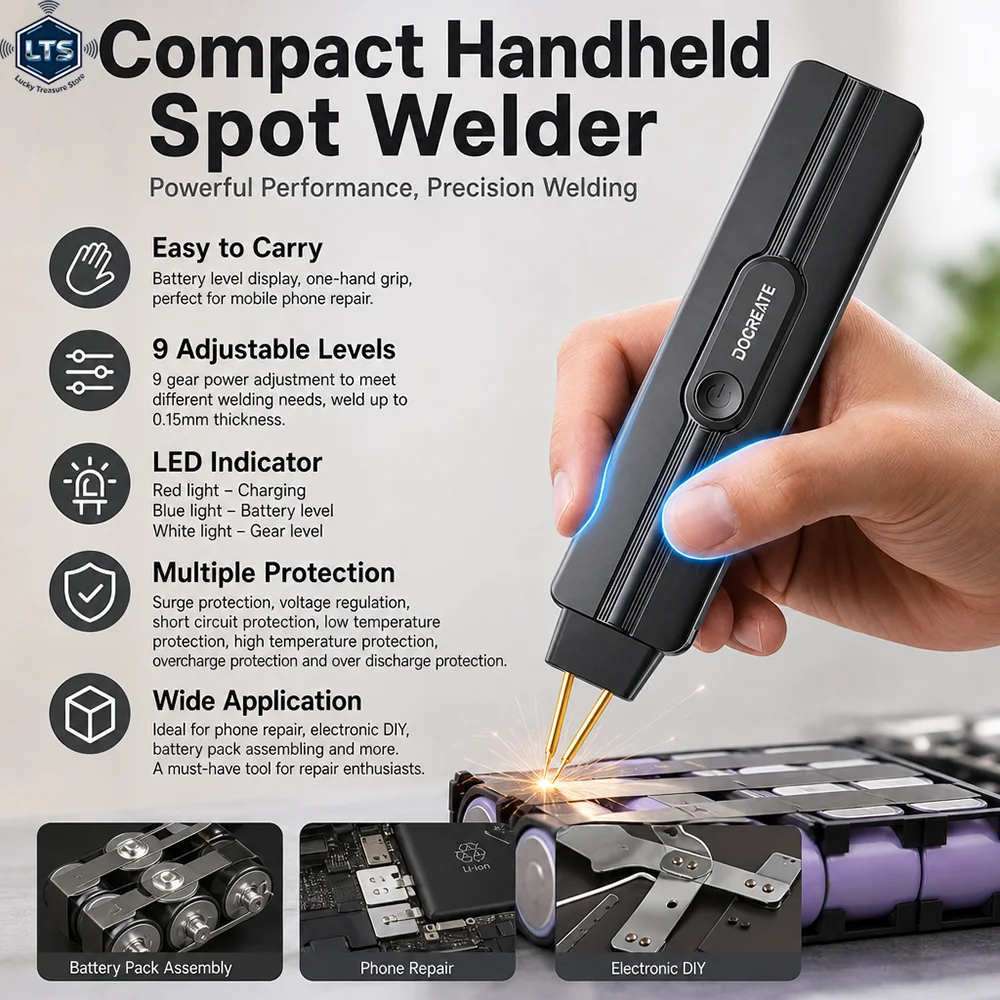 9 Gears Spot Welder Adjustable Portable Handheld Digital Display Mini Spot Welding Machine Automatic Trigger for 18650 Battery