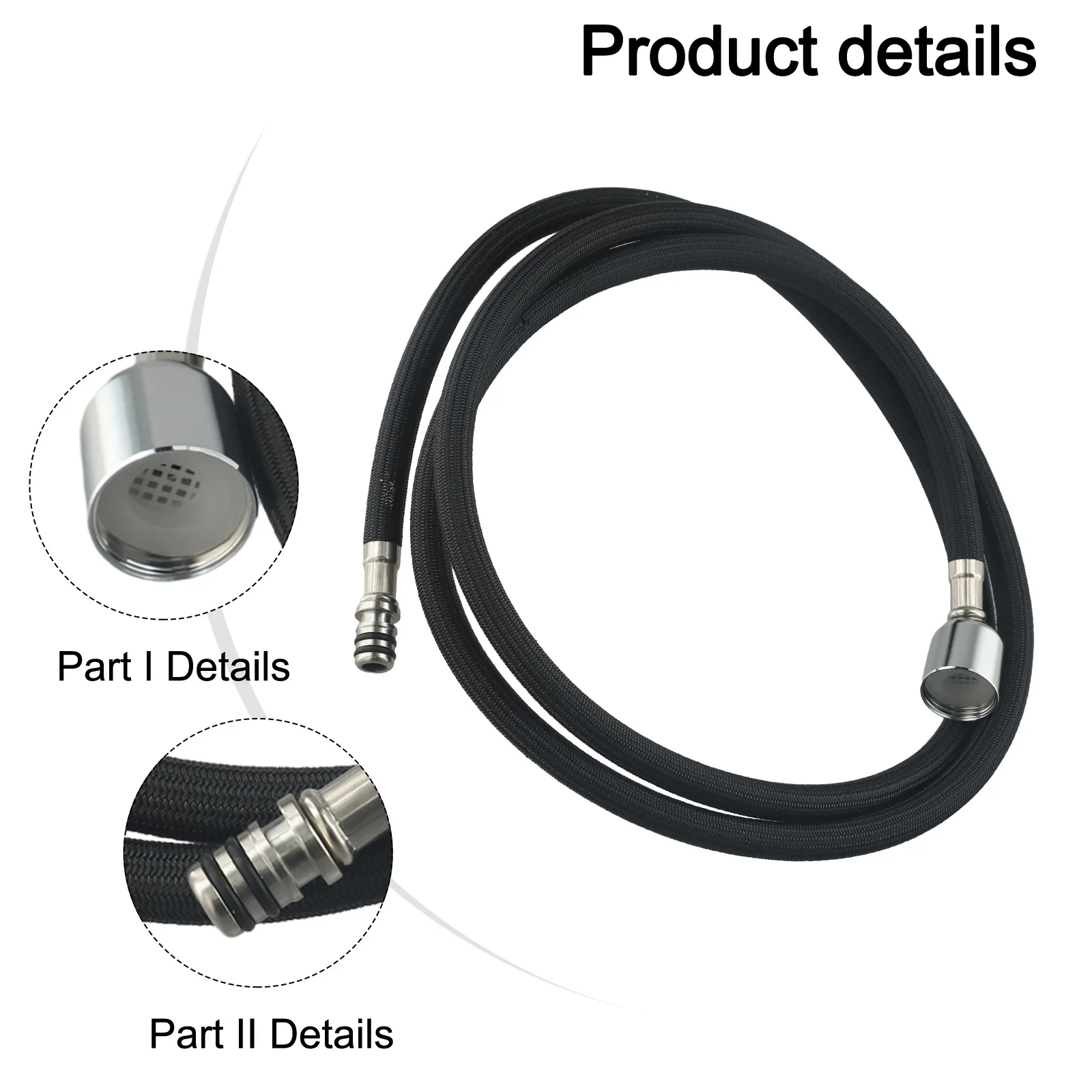 

Home Improvement Kitchen Faucet Hose 1.5m Faucet Hose Metal Heads Resistant Easy Installation High Density Nylon