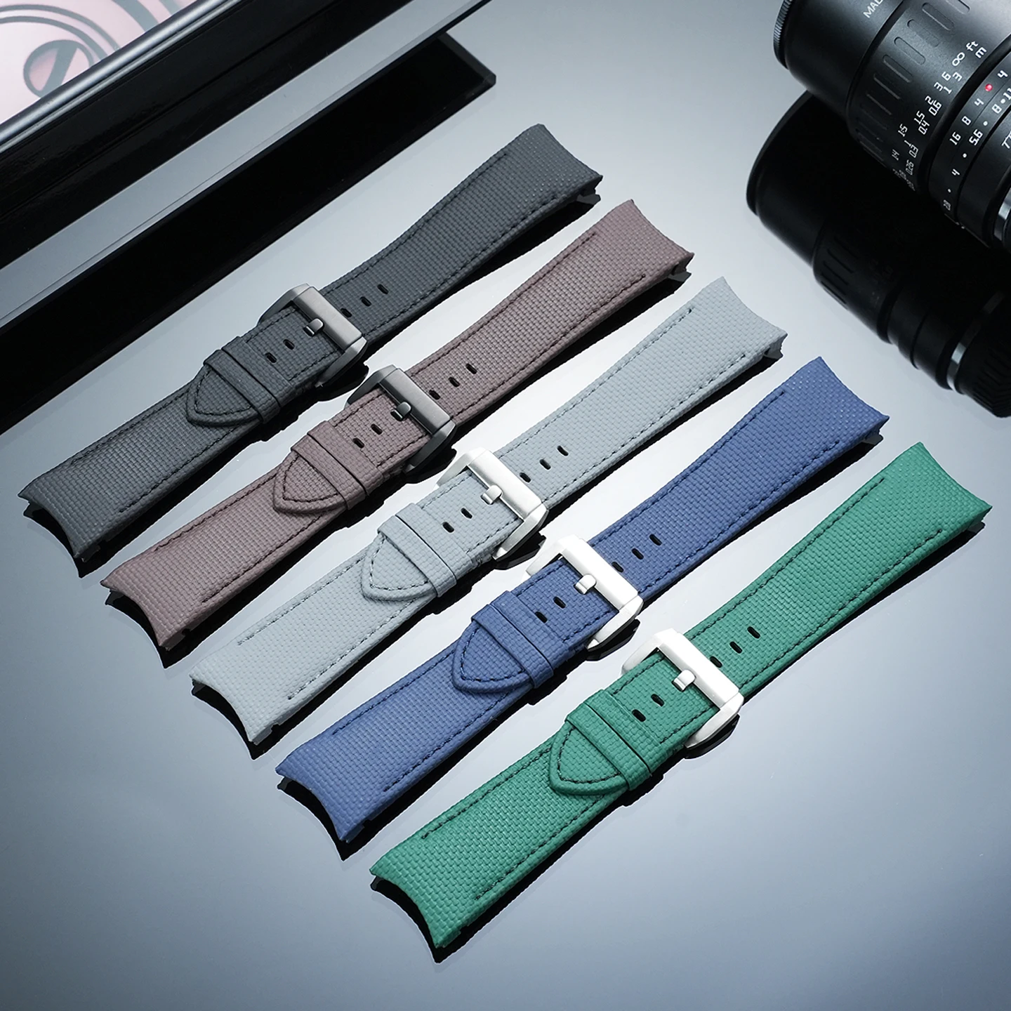 23mm Nylon patterned fluororubber watch strap for Blancpain Fifty Fathoms Finds 5000 series 43MM dial men's wristband bracelet