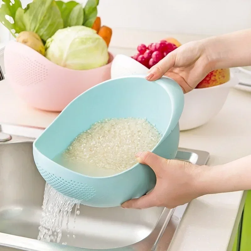 Rice Sieve Plastic Colander Rice Drain Basket Bowl Food Beans Sieve Fruit Washing Strainer Sink Drain Kitchen Small Tools