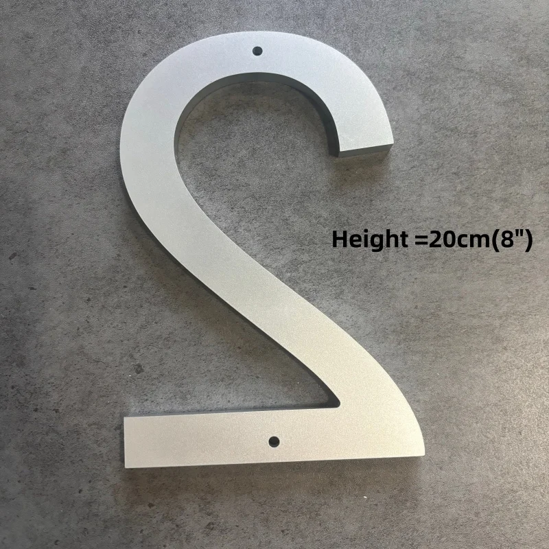 20cm Black Silver Floating House Numbers Outdoor Street Address Sign Plates 8 Inch Big Door Mailbox Yard Address Signs 0-9