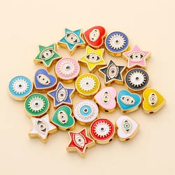 10pcs 10mm Boho-Stil Auge Charms Spacer Perlen für Schmuck Halskette Armband machen Emaille türkisch böse blaue Augen DIY Accessoires