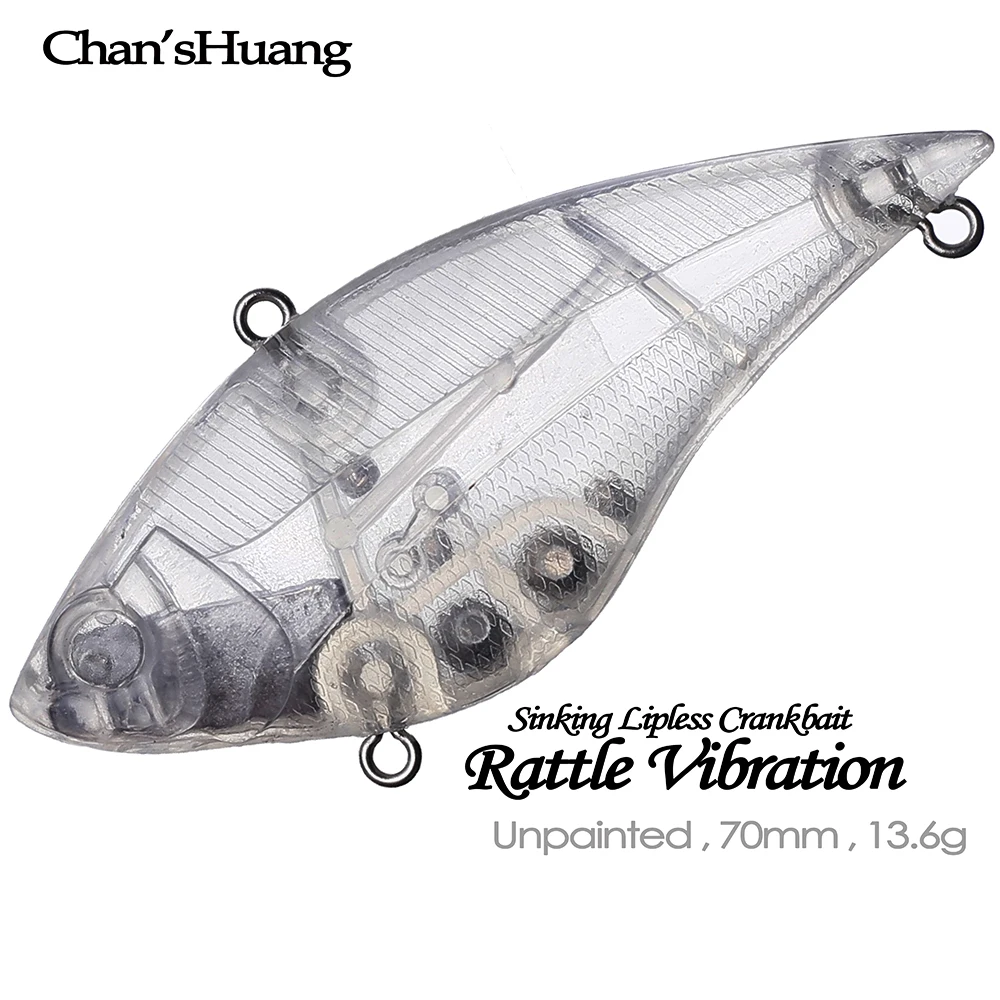 Chan’sHuang 20PCS Unpainted Blanks Bait 70mm 13.6g Sinking Lipless Crankbait Rattles VIB Vibration DIY Artificial Fishing Lures