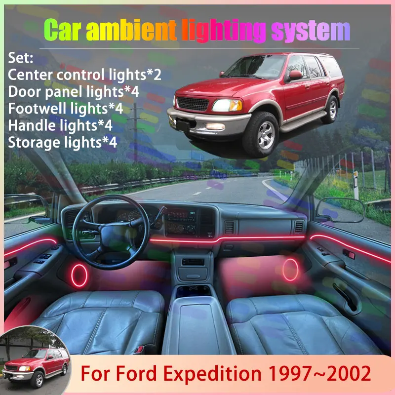 

Для Ford Expedition UN93 MK1 1997 ~ 2002 1998 1999 2/18 в 1 автомобильный атмосферный светильник RGB абажур ансамбль стример атмосферный набор