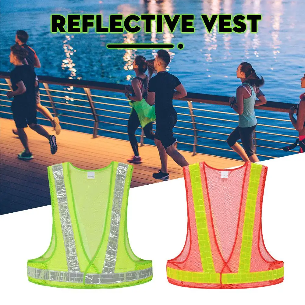 Reflective Safety Vests Lightweight Elastic Vest Jacket Hi Vis Reflective Strips for Traffic Control Running Cycling W6R1