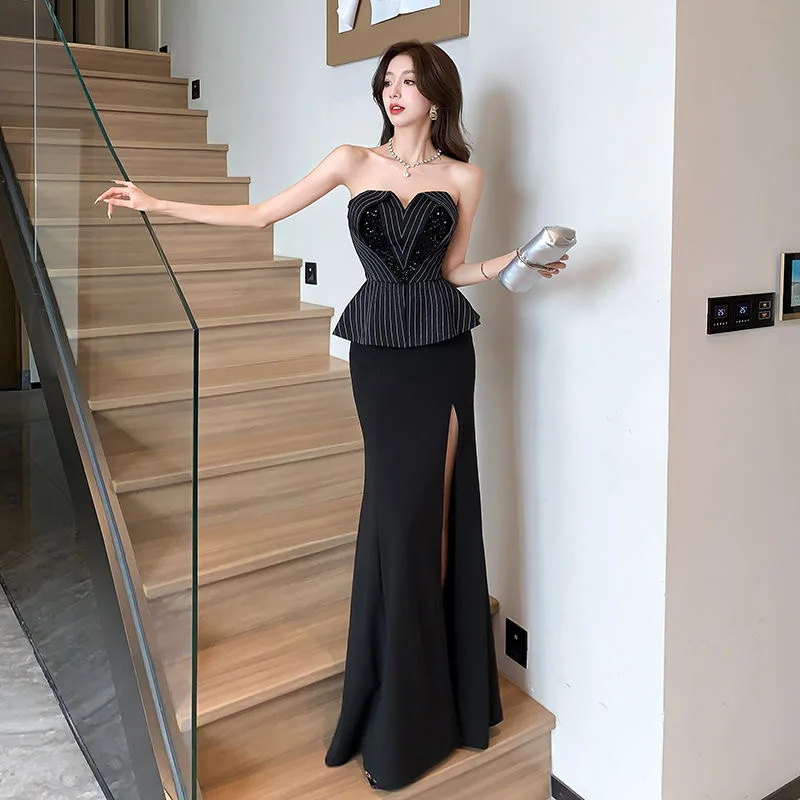 Hot sale 2 Temperament tube top dress female birthday dress hip fishtail long skirt