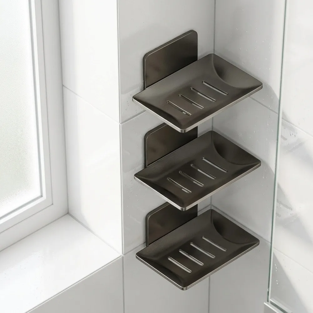 Wall Mounted Soap Dish Set with Drainage Hole for Soap Sponge and Loofah Storage in Bathroom or Kitchen Spaces