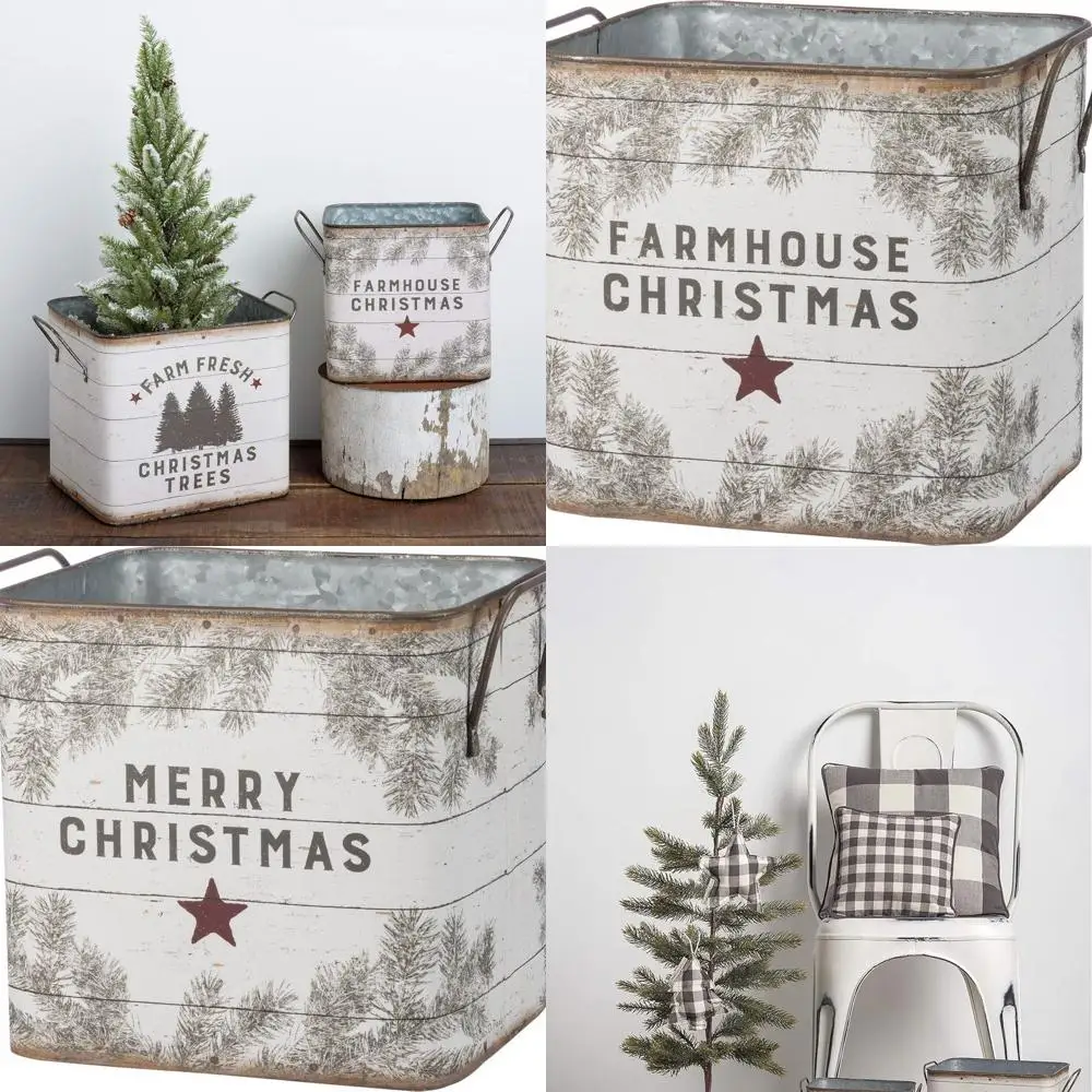 

Rustic Tin Buckets & Fresh Christmas Trees for Countryside Charm