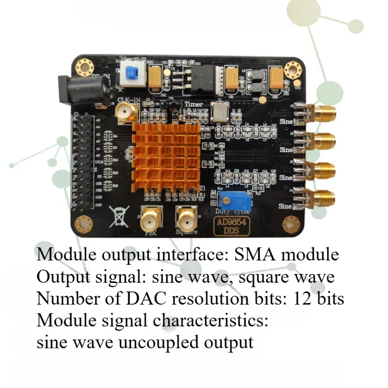 AD9854 DDS Waveform Generator (200MHz) - Supports Sine/Square Wave, AM/FM/FSK for Laboratory Measurement & Embedded Systems