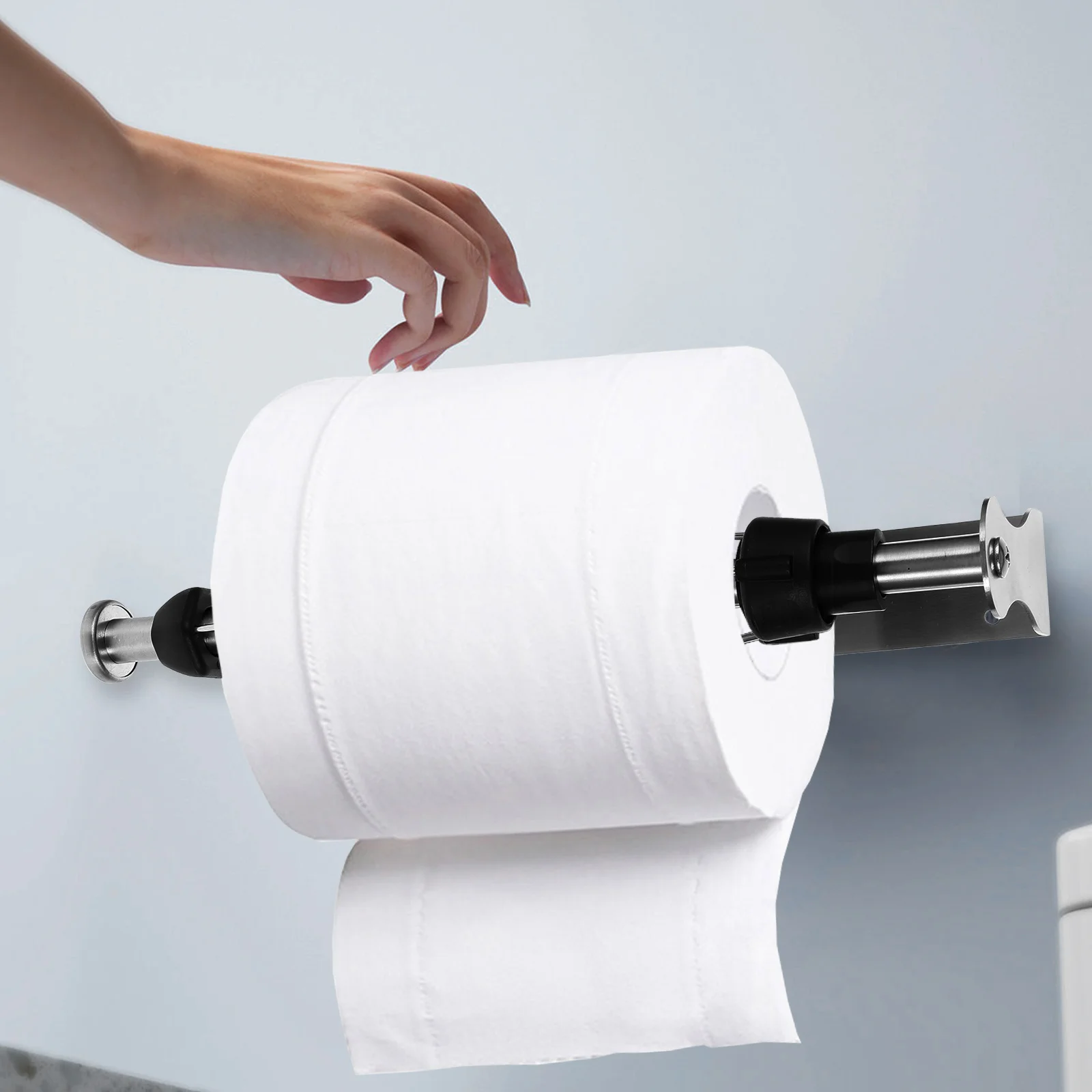 

Держатель для бумажных полотенец из нержавеющей стали, вертикальный кухонный декор, настенное крепление без сверления YL3, серебристый, АБС-пластик, гладкий, круглый, практичное хранение