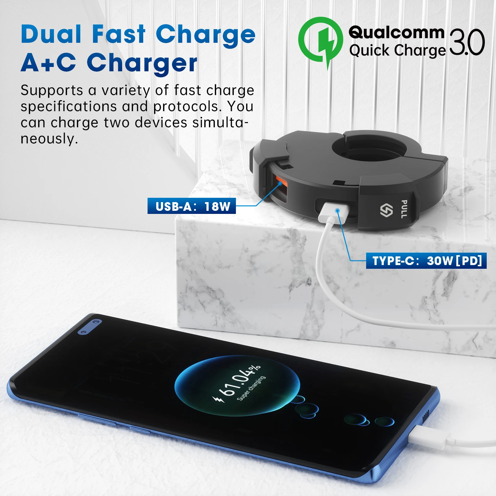 Gadpow-Chargeur Rapide USB Étanche pour Moto, Prise de Courant avec Port de Téléphone Portable de Type C, Chargeurs Mobiles