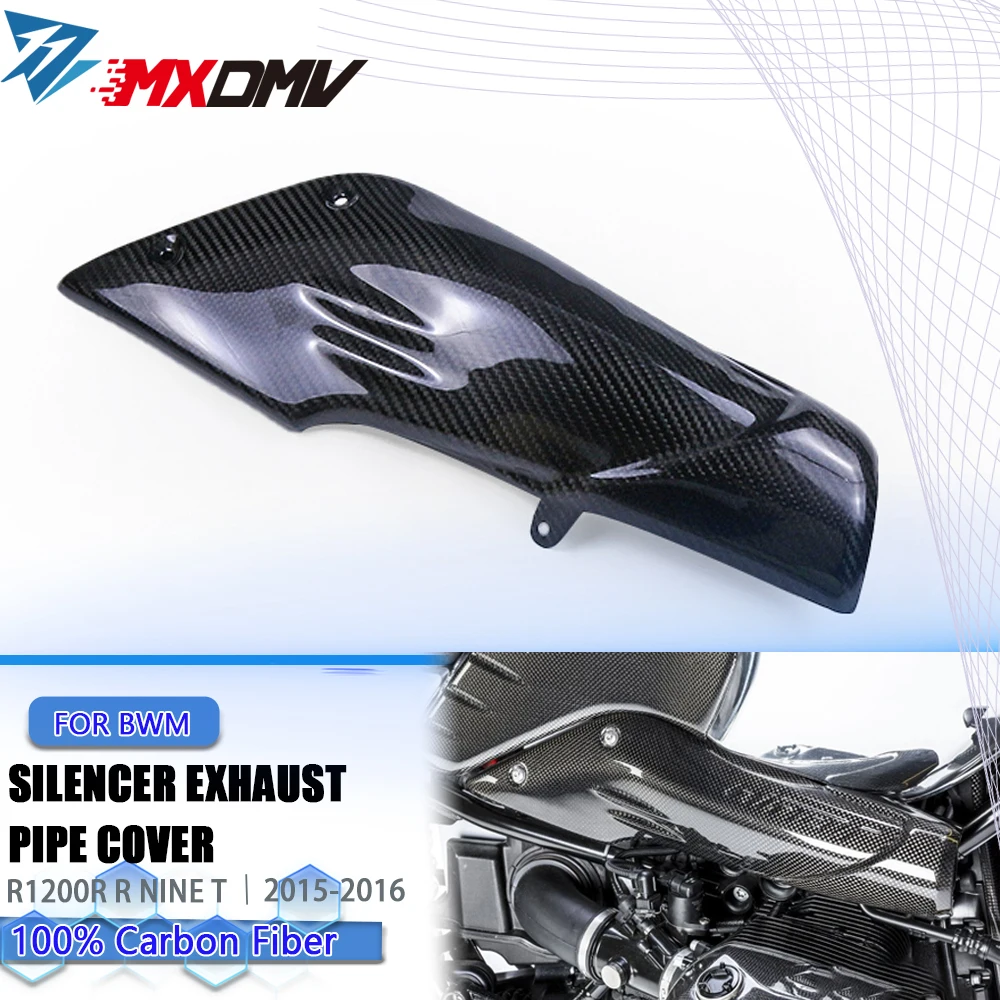 

3K 100% carbon fiber Rear silencer exhaust pipe cover side fairing heat shield protection Cover For BMW R NINE T 2014 -2016