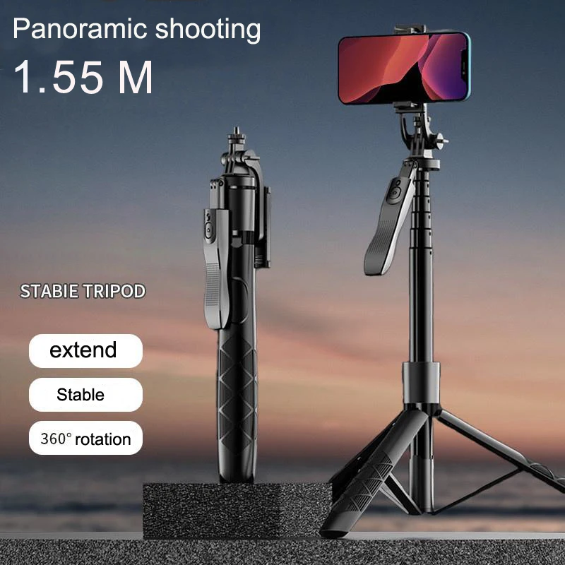 Live Bluetooth Tripod Selfie Stick Foldable With Fill Light 1.55M Long Extended Tripod Balance Steady Shooting For Smartphone