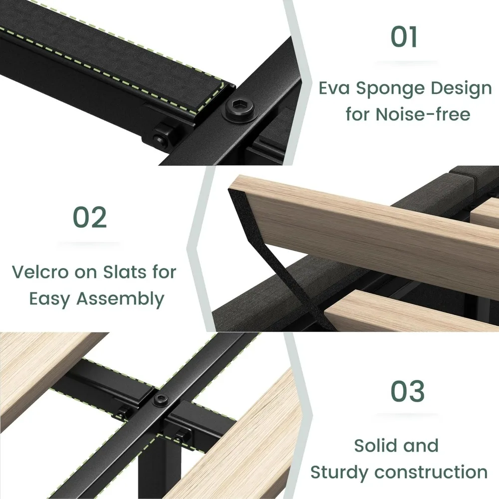 Gestoffeerd Bedframe Met Opberglinnen Platform Getuft Bedframe Met 4 Laden En Hoofdeinde, Geen Boxspring Vereist, Geluidsvrij