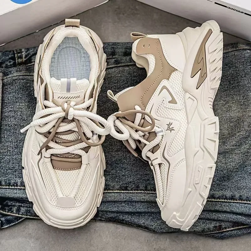 

Outdoor Hiking Shoes Men Retro Wear-resistant Breathable Sports Shoes New Cross-country Running Shoes Men's Sneakers, Bread Shoe