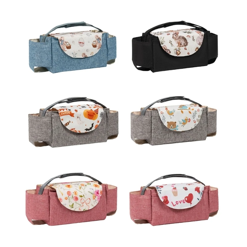 Baby Strollers Organiser Bag Large Capacity Holiday Themed Travel Diaper Case Storage with Milk Bottle Pocket K1KC