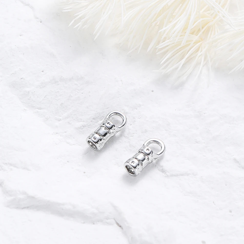 10 Stück Messing 18 Karat vergoldete Crimp-End kappen mit Schlaufen schnur rohr Zylindern den Kappe für Leders chnüre und Ketten DIY Schmuck herstellung – Detail 5