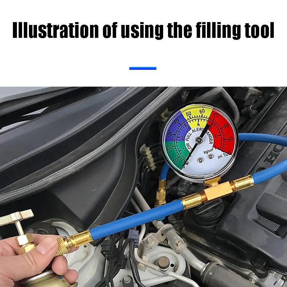 Refrigerant Recharge Ac Air Kit R134A 134A Car Conditioning Filler Line R12 Gas 30Lb Hose Gauges Con Refill Charging Sealan P0S8