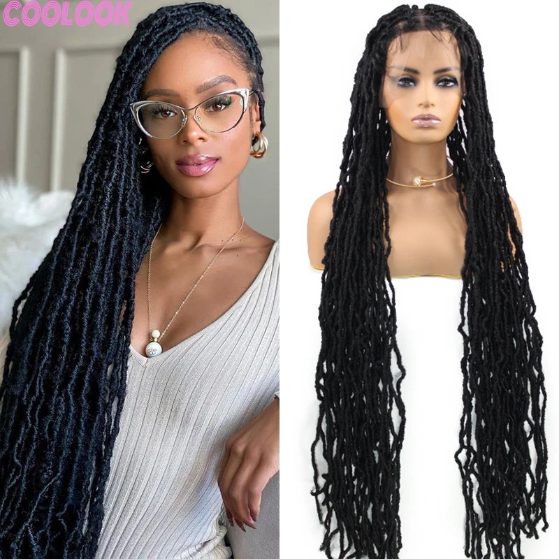 

Butterfly Locs Braided Full Lace Wigs for Women 40'' Distressed Twist Braids Wig with Baby Hair Synthetic Lace Frontal Braid Wig