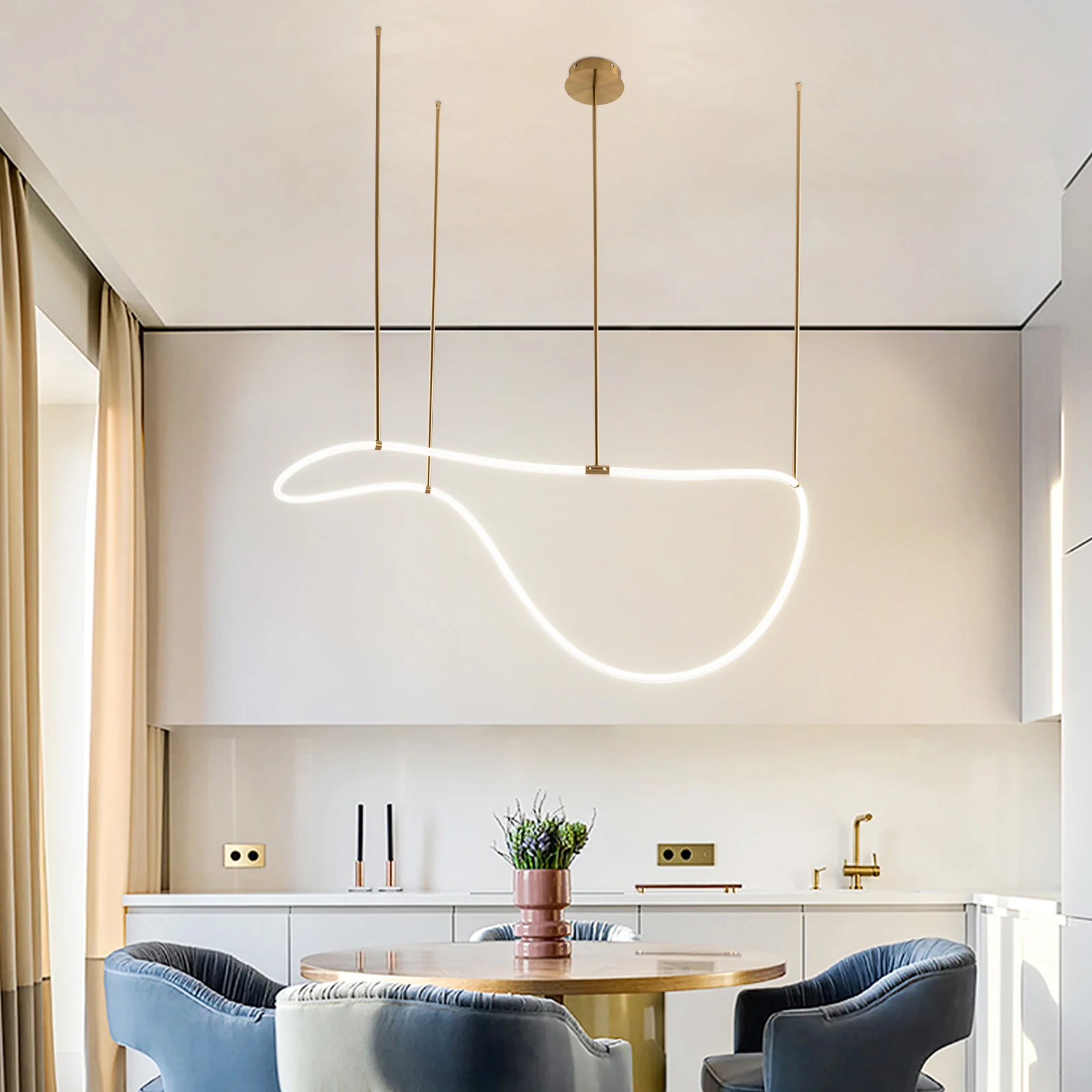 

Modern LED Pendant Lighting Musical Note Shape Design Modern LED Chandelier 60W Adjustable Height Pendant Light for Dining Rooms