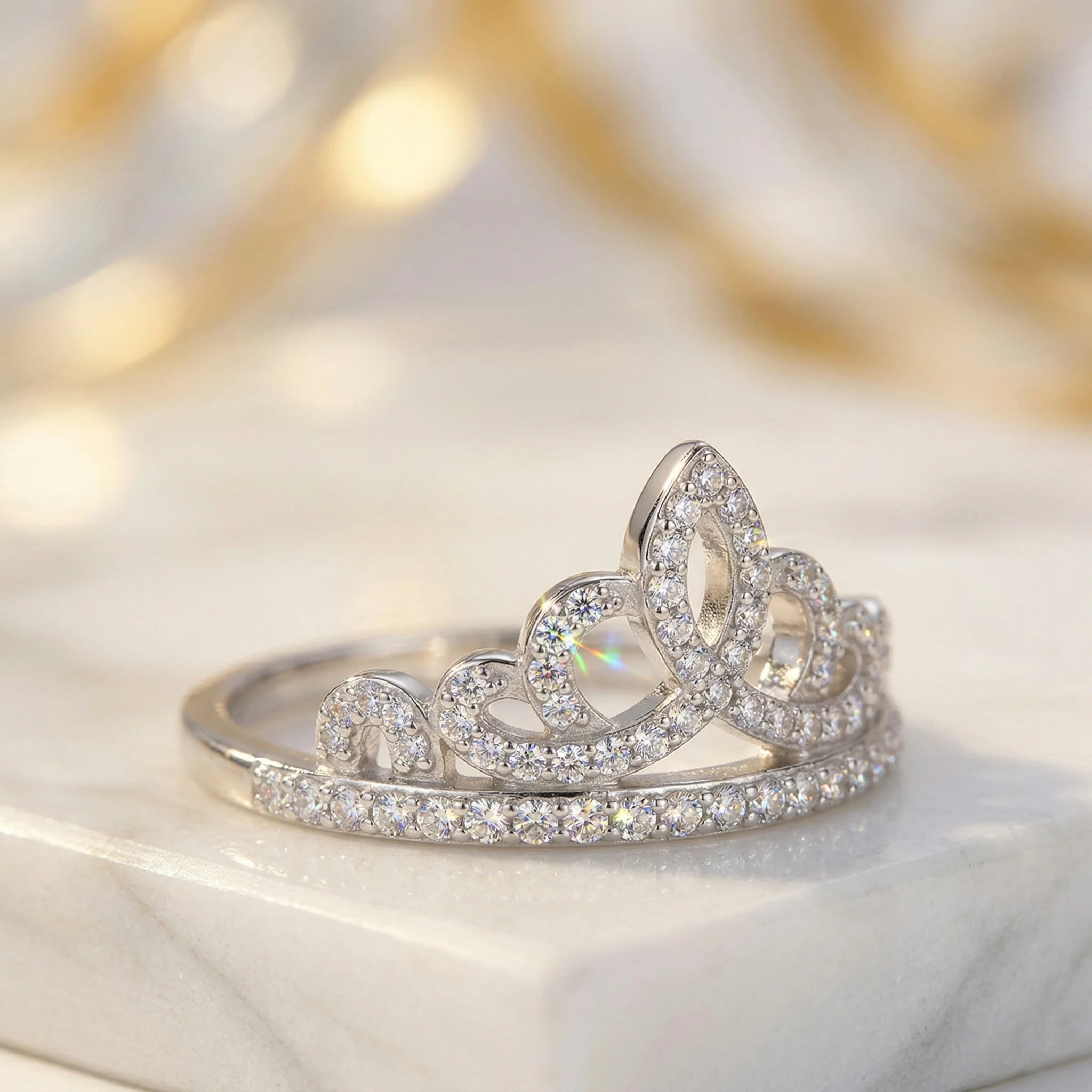Moissanite Ring, 925 Sterling Silver, D Color VVS1, Full Pave Openwork, Daily Wear, Women's, With Certificate