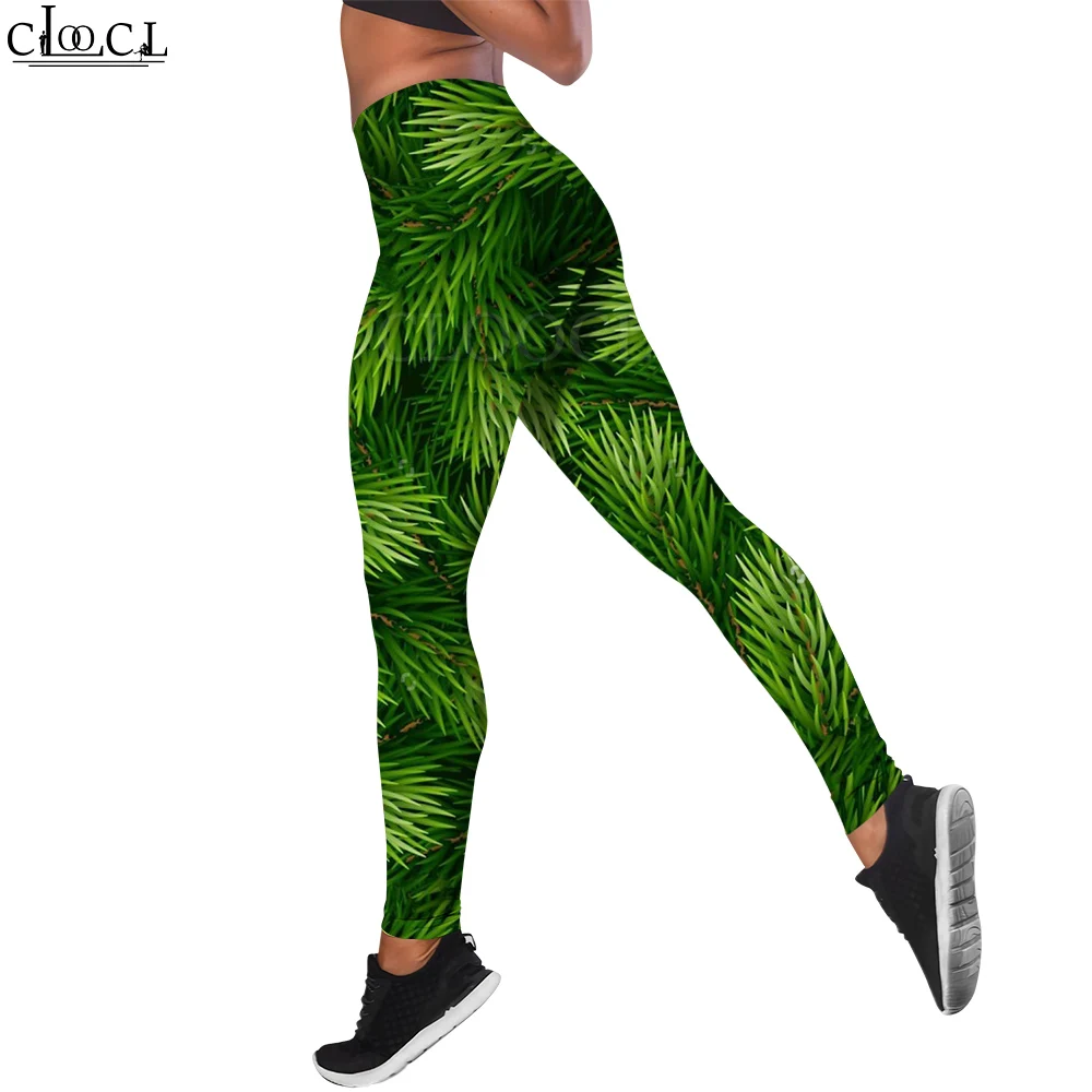 CLOOCL-mallas de árbol de Navidad para mujer, entrenamiento, Fitness, trotar, correr, mallas de gimnasio, ropa deportiva elástica, pantalones de Yoga