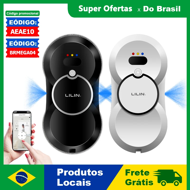( Código promocional: BR1010)LILIN/LIECTROUX Robô de limpeza de janelas HCR-10,limpador de janela inteligente com spray automático de direção dupla com sistema de segurança triplo, navegação inteligente,controle remoto