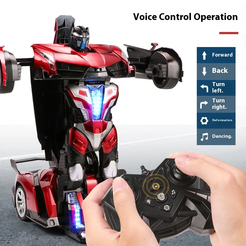 รถบังคับวิทยุแปลงร่างได้ ควบคุมด้วยเสียงและท่าทาง ของเล่นรถแข่งไฟฟ้าสำหรับเด็กผู้ชาย