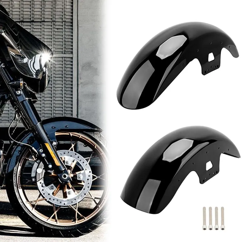 

Motorcycle Front Fender Mudguard Cover Protector Gloss Black For Harley Touring Road King Electra Street Glide 2014-up