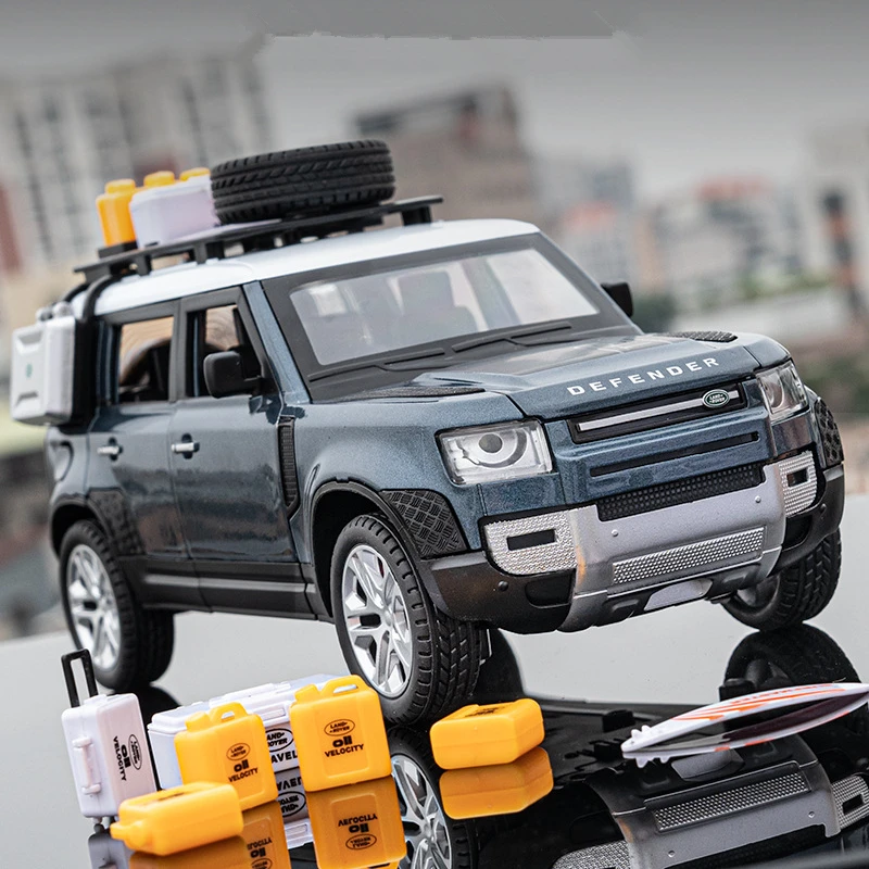 1/24 Range Rover Defender SUV Travel Edition Alloy Car Model Diecast Metal Toy Off-road Vehicles Car Model Sound Light Gift