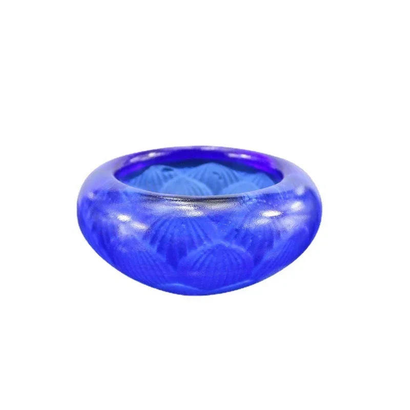 

Ancient glass glazed lotus lamp candlestick butter lamp holder temple lamp