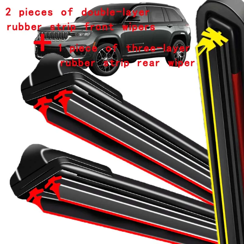 

For Jeep Grand Cherokee WL MK5 2021-2024 2022 2023 Wiper Front&Rear Wiper Blades Windshield Windscreen Window Brushes 22"21"11"