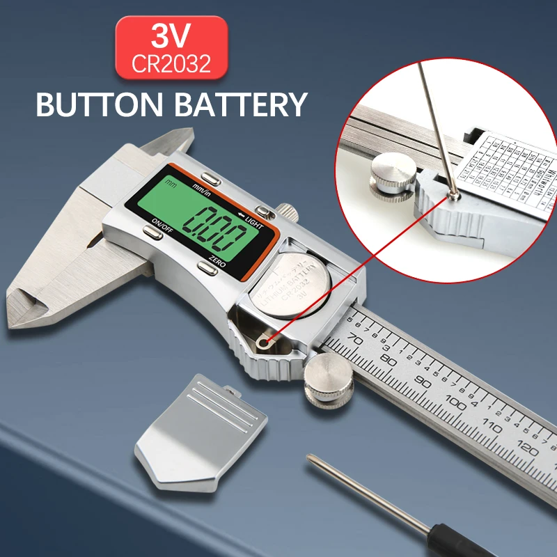 Stainless Steel Digital Vernier Caliper, Pacômetro Eletrônico, Micrômetro, LCD Colorido, Backlight Measuring Tool, 6 ", 150mm