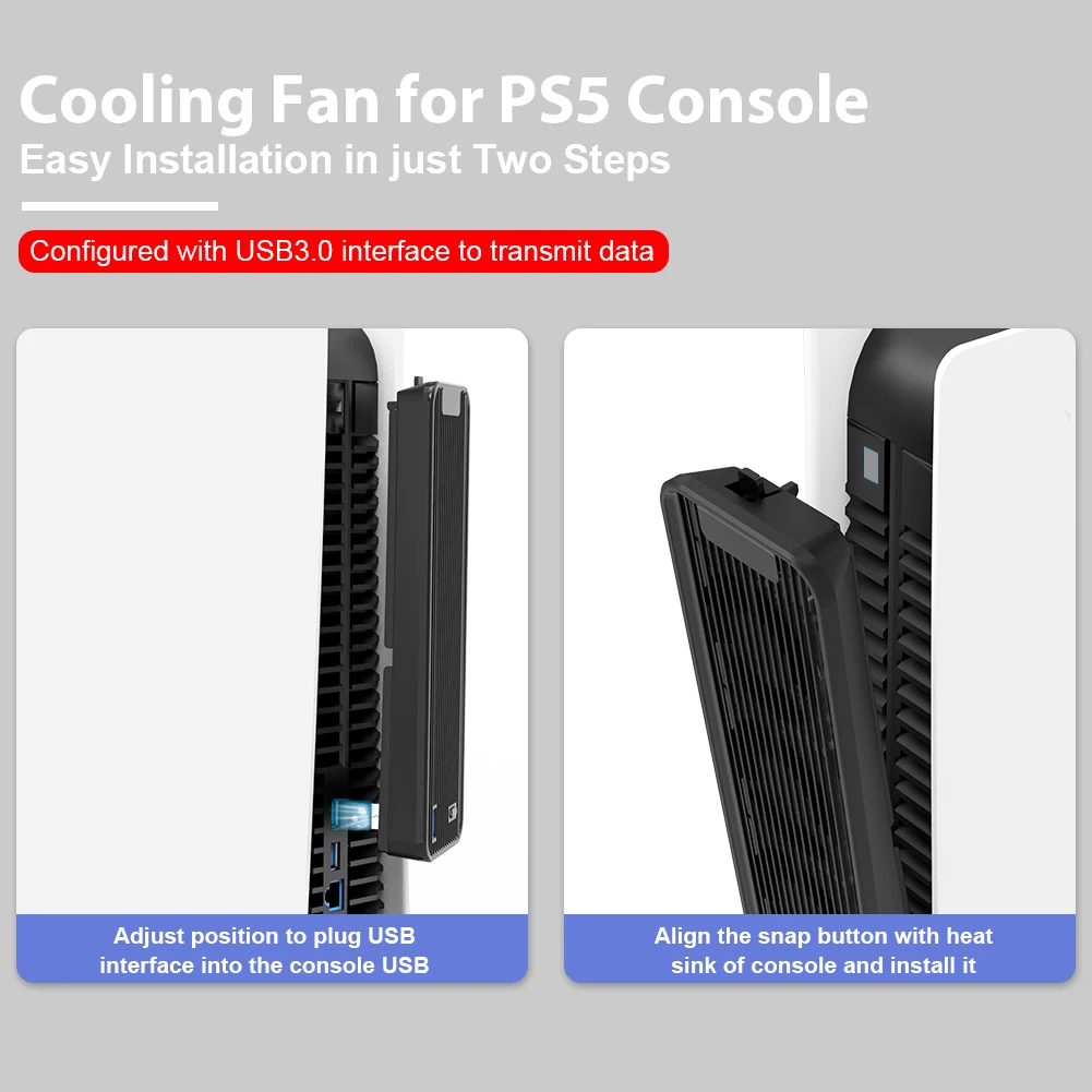 Для консольных охлаждающих вентиляторов PS5, тихий охлаждающий вентилятор, светодиодный 5500 об/мин с 3 вентиляторами для дисков PS5 и аксессуаров для консоли Digital Edition