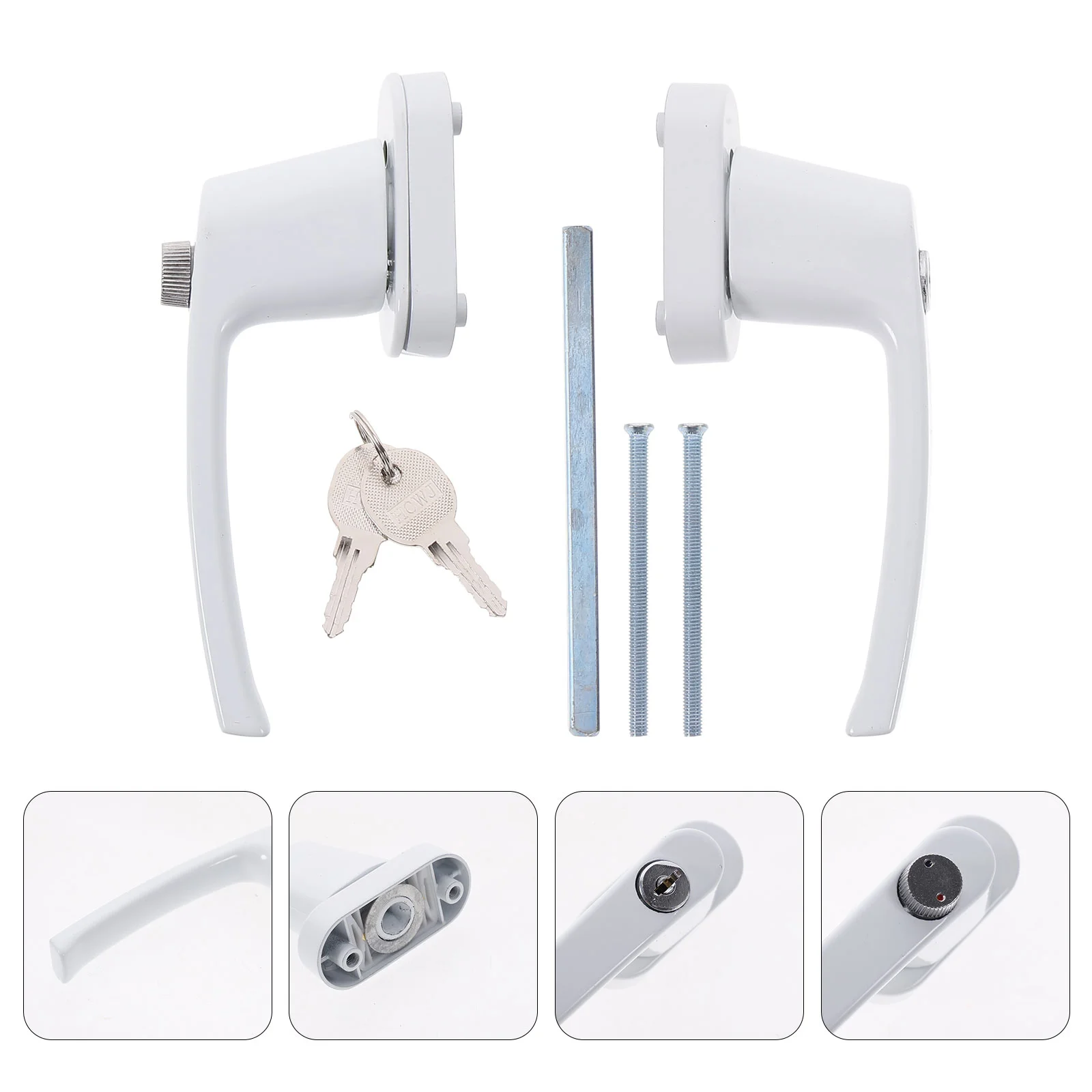 Two End Lever Zinc Alloy Thickened Solid Crank Handle Keys Door Window Security Lock Easy Install Sturdy Structure Indoor