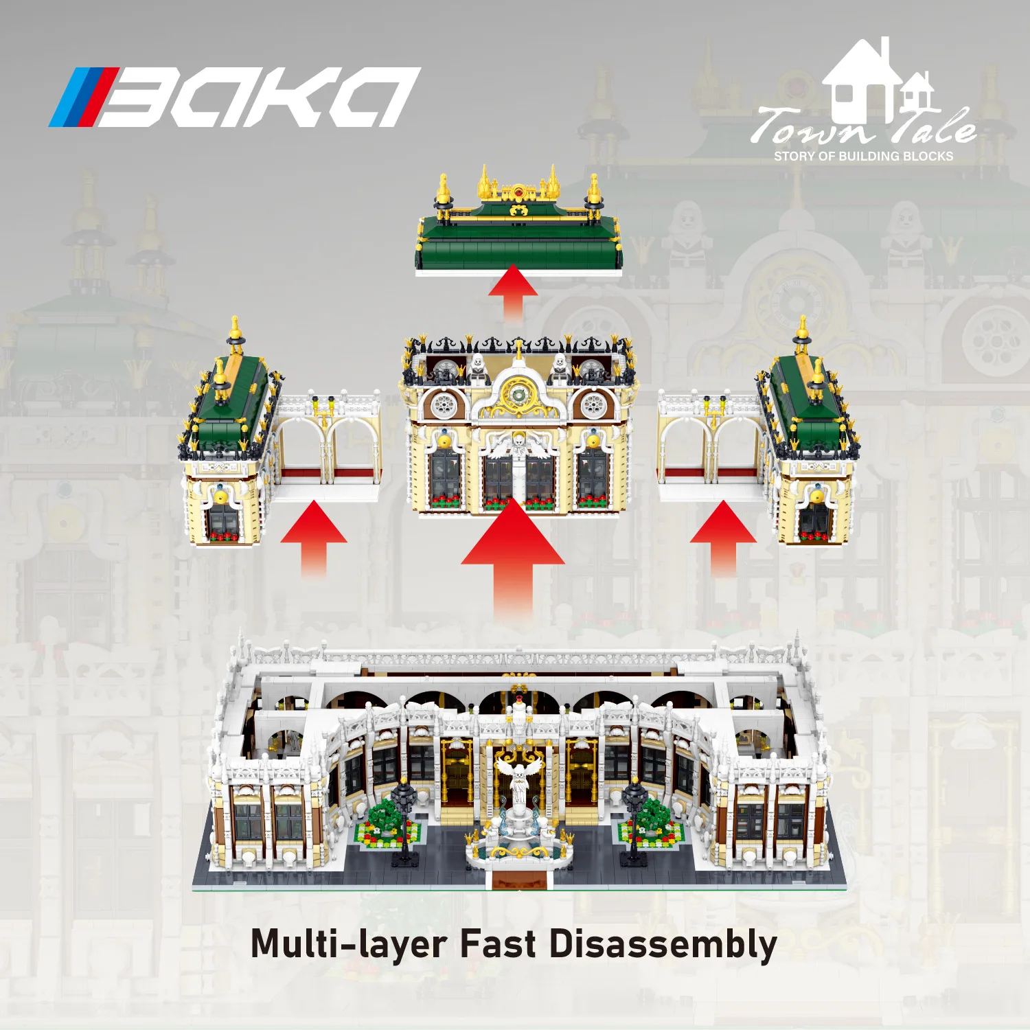 Luxurious Palace Street Scene Building Blocks - Large Educational Playset for Kids, Perfect for International Gifts