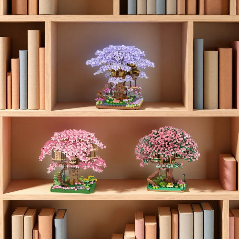 Sakura House Building Block Toys 3 Sets 2000+ PCS Cool Trendy Fun Assembly Collectible Decor Holiday Gift
